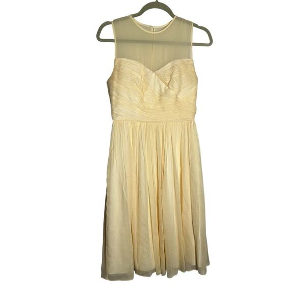 J.Crew Clara 100% Silk Vanilla Chiffon Bridesmaid Dress Size 0 - Picture 1 of 8